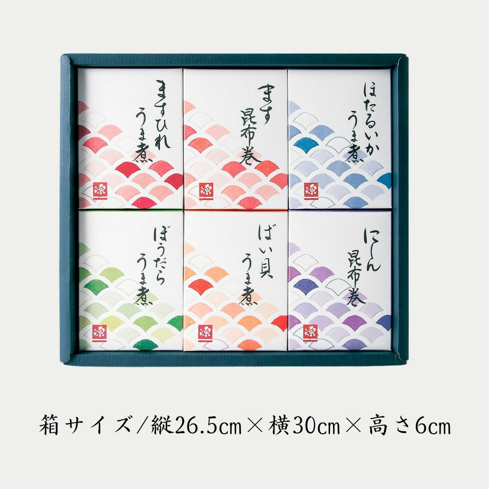 厳選６品セットの箱サイズが記載された画像です。