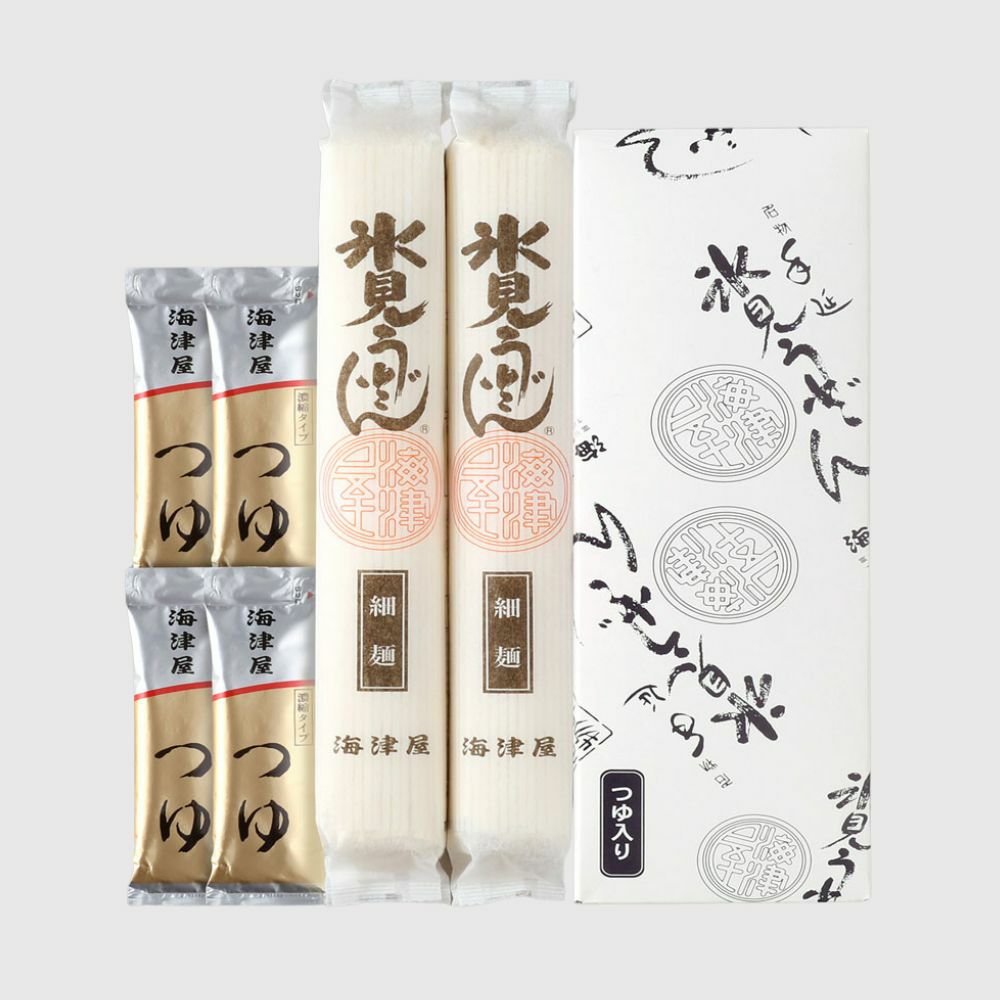 氷見うどん細麺２本、つゆ４袋セットの商品画像です。